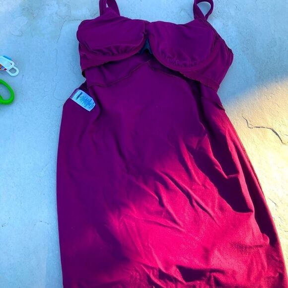 Land’s End Standard size swim Tankini Top long dress underwire Eggplant 10 DDD - Picture 14 of 16